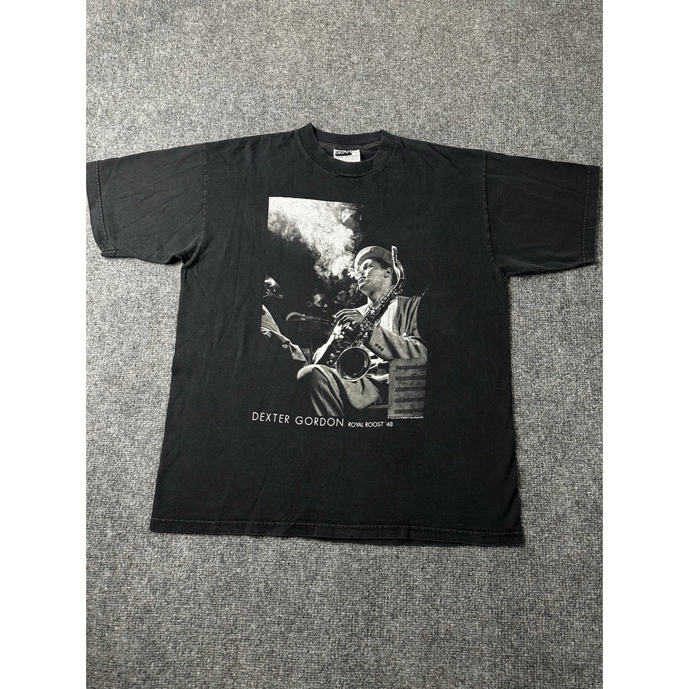 Mens 1998 Dexter Gordon Royal Roost 48 Jazz Graphic T Shirt, Size XL